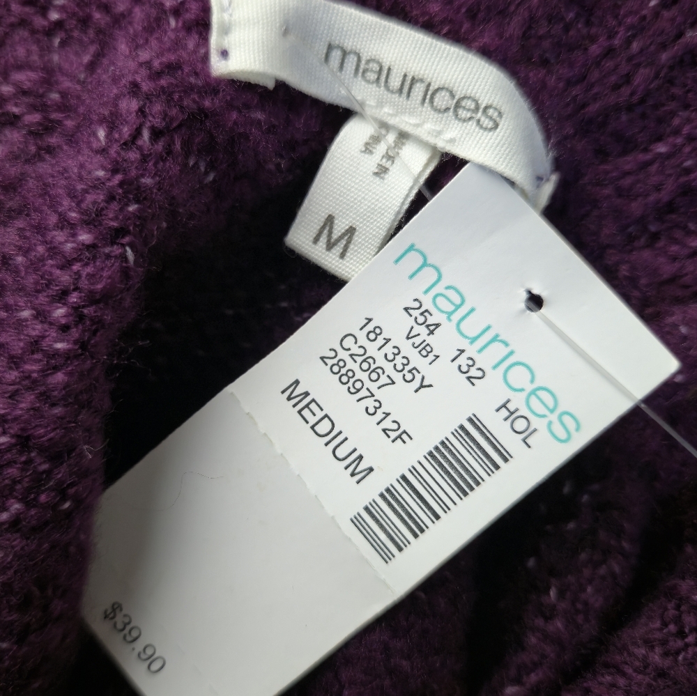 NWT Maurices Purple Turtle Neck Long Sleeve Sparkly Knit Sweater - Picture 9 of 12